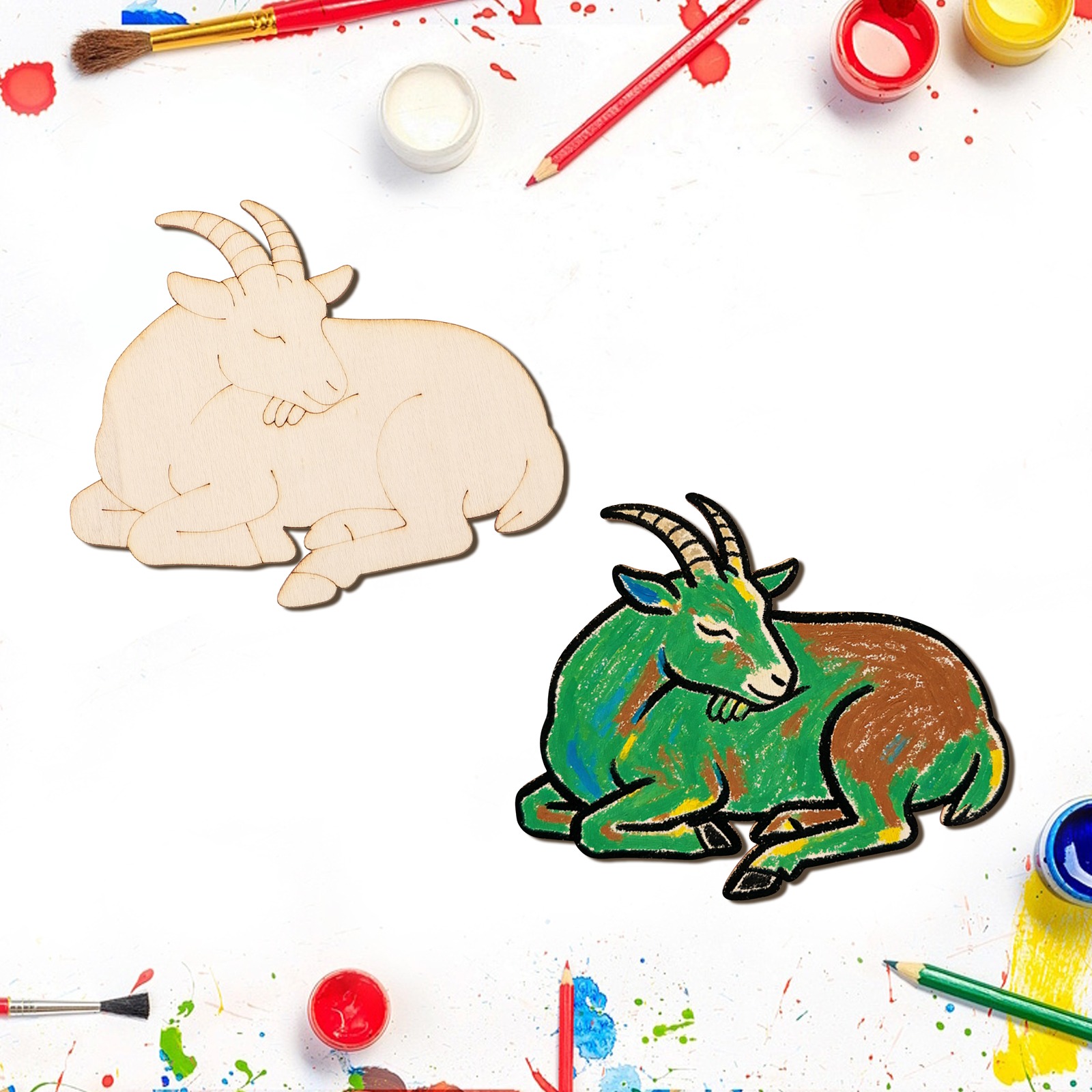 10個/セット 未完成の木製羊の動物オーナメント 木製クラフ - Art Crafting のレビューと価格