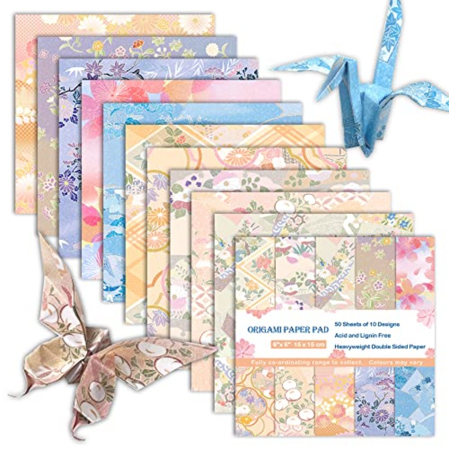 折り紙用紙 6x6 両面印刷 50枚 10色 折り紙キット  - Art Craft With Paper のレビューと価格