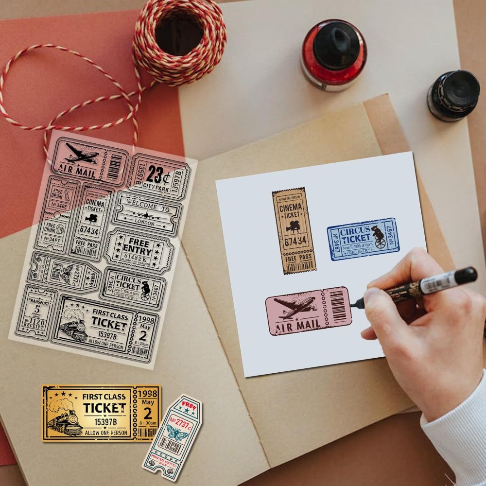 ヴィンテージチケットクリアスタンプスクラップブッキング用電車 - Rubber Stamp Blank のレビューと価格