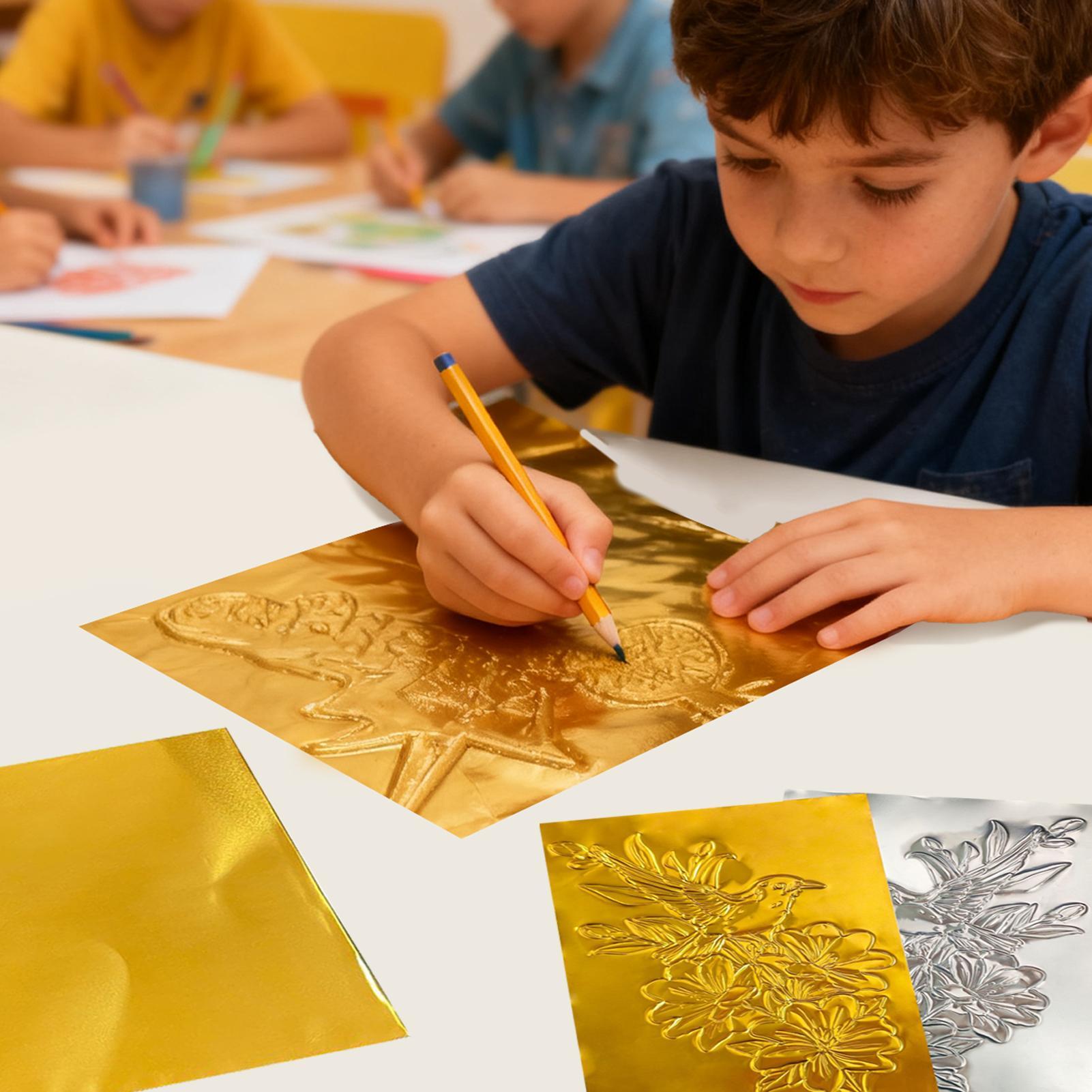 工芸用箔紙 100 枚光沢のあるアルミニウム金属箔紙アートプ - Art Craft With Paper のレビューと価格